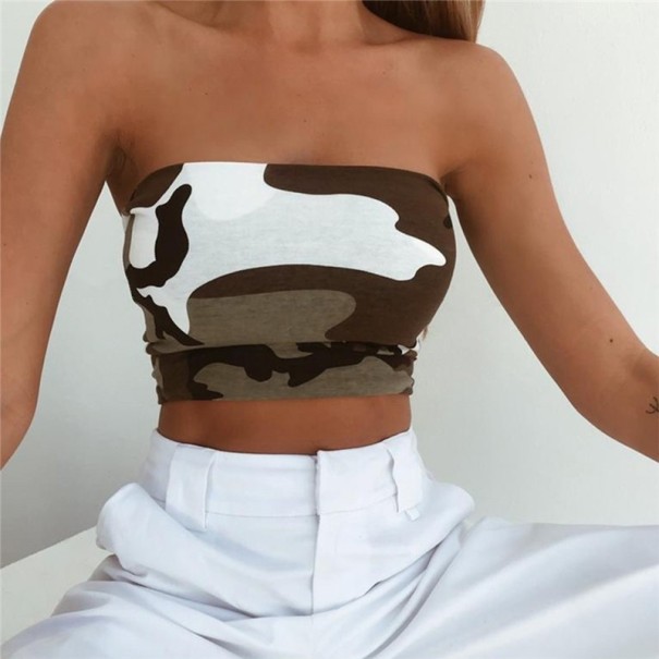 Bluză decupată de camuflaj pentru femei XS