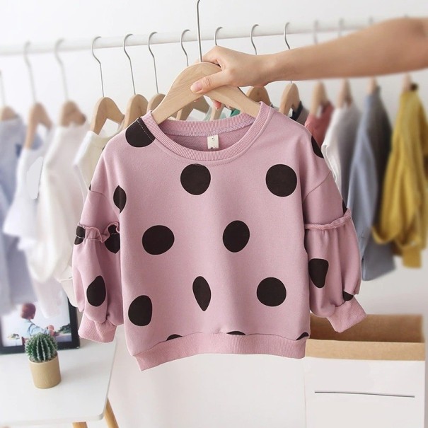 Bluza dziewczęca w groszki różowy 4