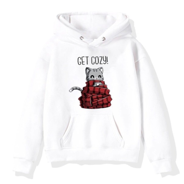 Bluza dziewczęca z kotem biały 4 B