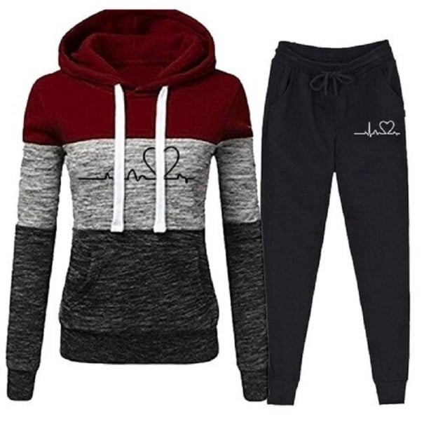 Bluza i spodnie dresowe damskie B887 wino M