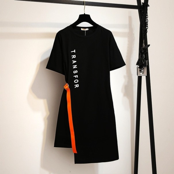 Bluză lungă asimetrică pentru femei, supradimensionată negru 4XL