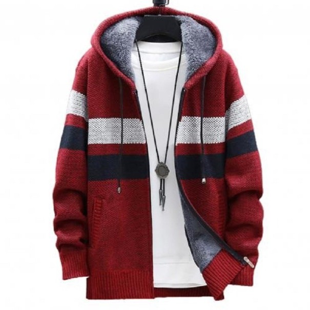 Bluza męska z futrem F93 wino L