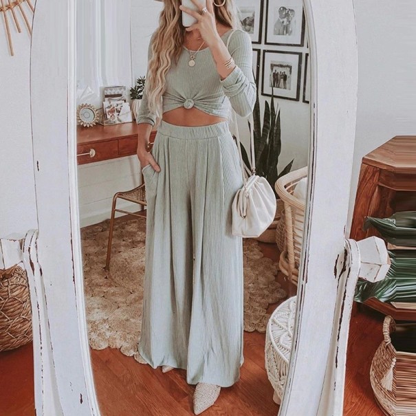 Bluză pentru femei cu mâneci lungi și pantaloni B1084 gri XS