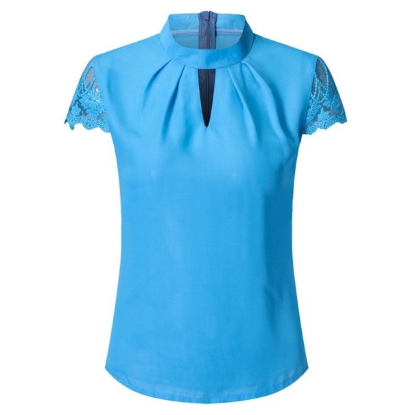Bluză sexy cu dantelă albastru deschis XL