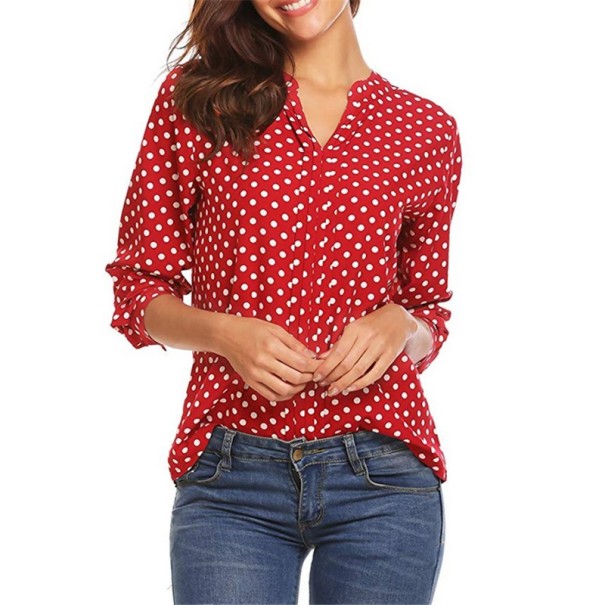 Bluzka damska w kropki A1 czerwony XL