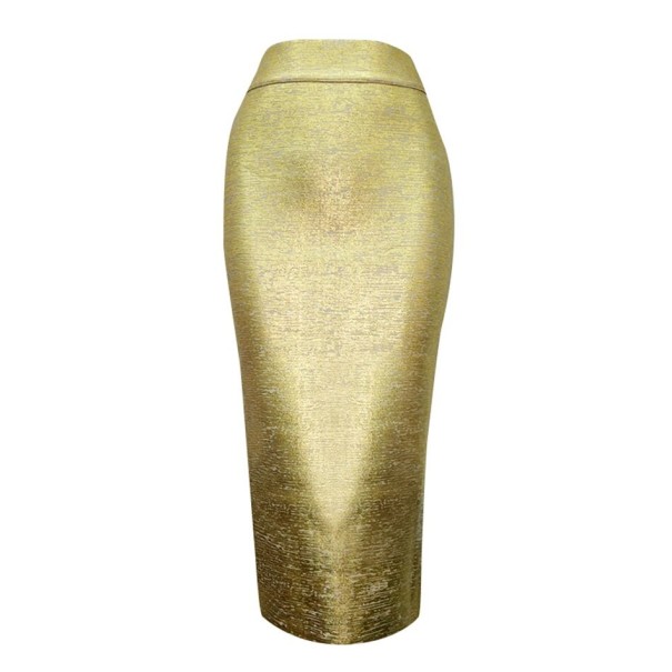 Błyszcząca spódnica damska A1053 złoto S