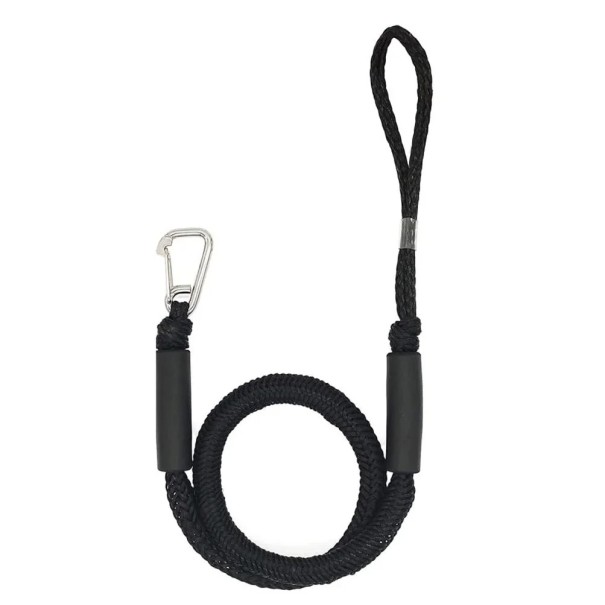 Boat Docking Bungee Rope 1.22 m Black Diameter 16 mm Load Capacity 1000 kg Docking Rope for Kayak Canoe Pontoon Motorboat Jet Ski PE 1