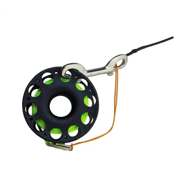 Bobina da immersione 30 m in acciaio inossidabile con corda e moschettone per SMB boia attrezzatura di orientamento e immersione tecnica nero