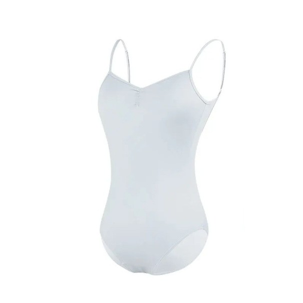 Body da danza donna con spalline sottili e scollatura profonda sulla schiena in nylon ed elastan per balletto e danza grigio M