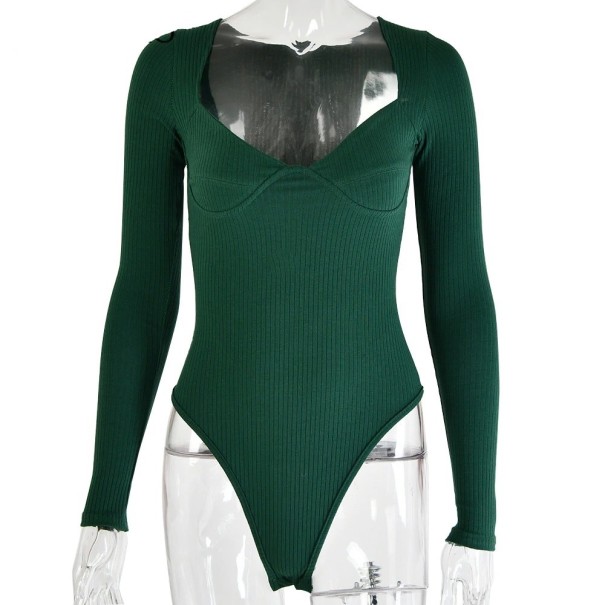 Body da donna con scollatura profonda verde scuro M