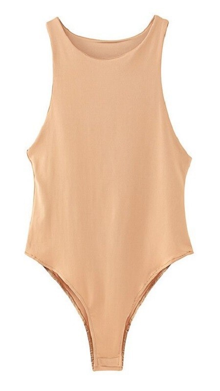 Body da donna con spalline larghe color carne S