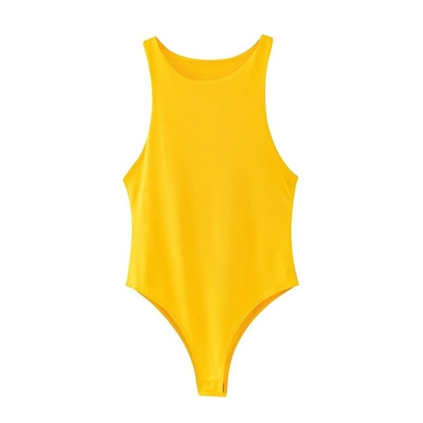 Body da donna con spalline larghe giallo M
