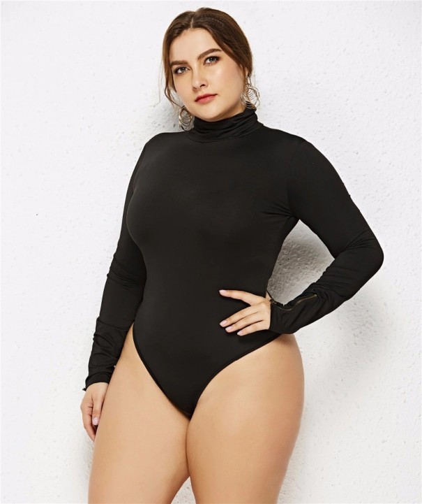 Body damskie z długim rękawem B762 czarny 5XL