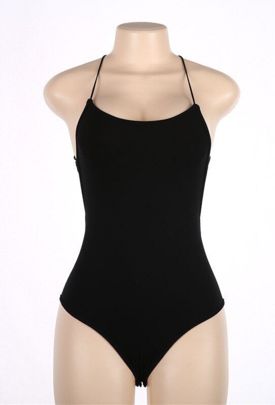 Body damskie z odsłoniętymi plecami B726 czarny XS