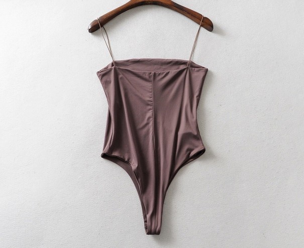 Body damskie ze spaghetti paskami B337 brązowy M