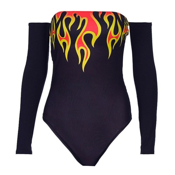 Body de mujer con motivo de llamas M