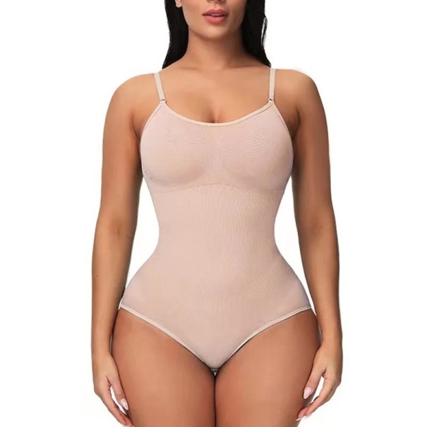 Body de tirantes elásticos sin costuras Camiseta moldeadora de tirantes para mujer Body clásico con corte de braguita Ropa interior adelgazante sin costuras beige 3XL
