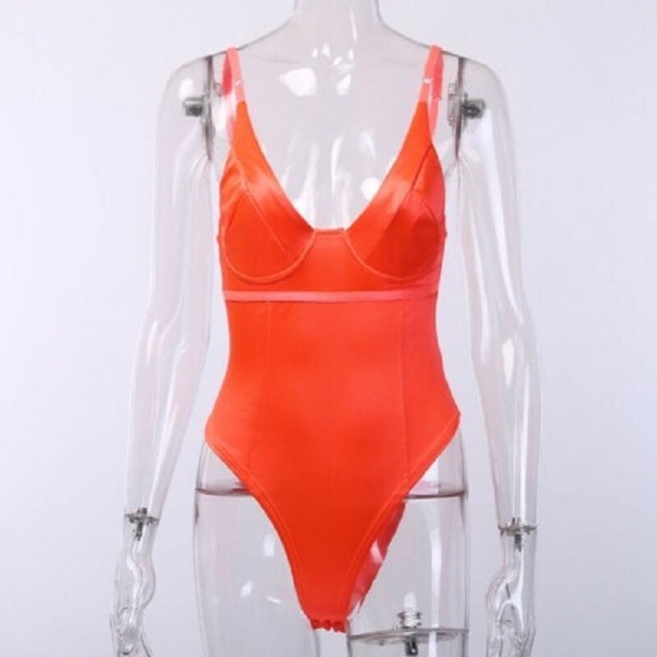 Body feminino com decote profundo B366 laranja S