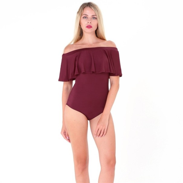 Body feminino com ombros à mostra B758 borgonha L