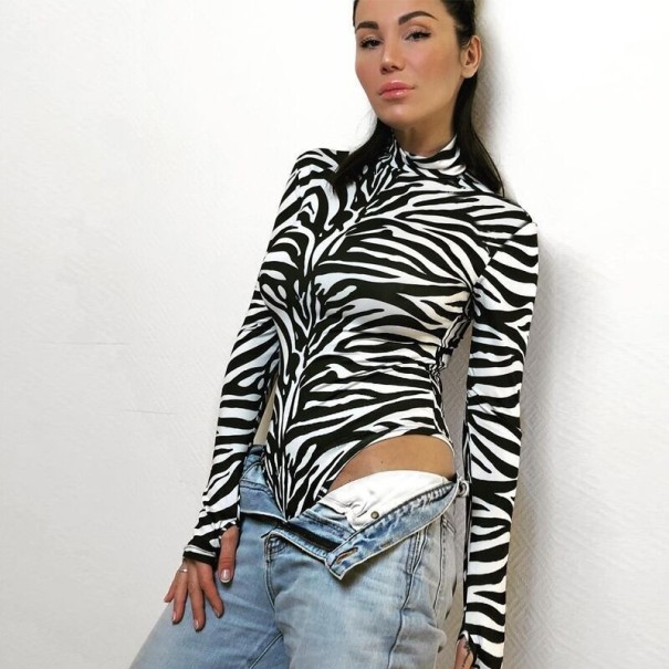 Body feminino com padrão de zebra M