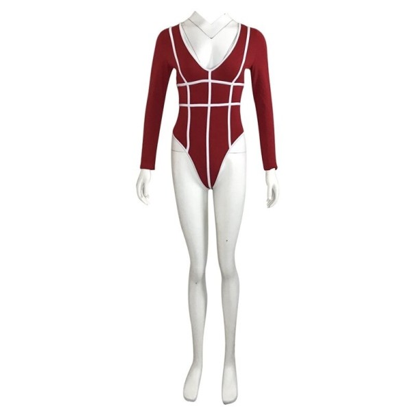 Body feminino de manga longa B803 vermelho S
