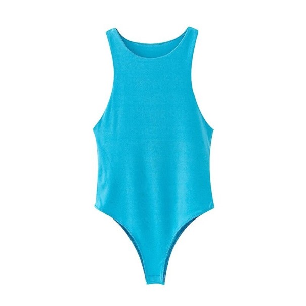 Body Femme à Bretelles Larges bleu L
