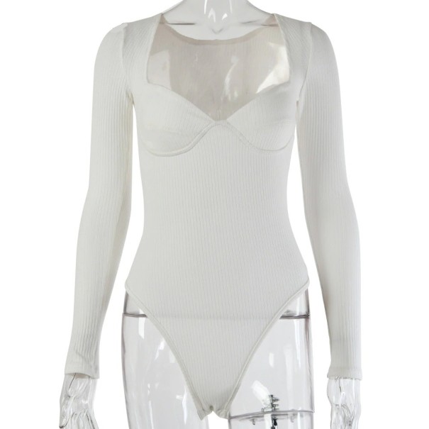 Body femme à décolleté plongeant blanc S