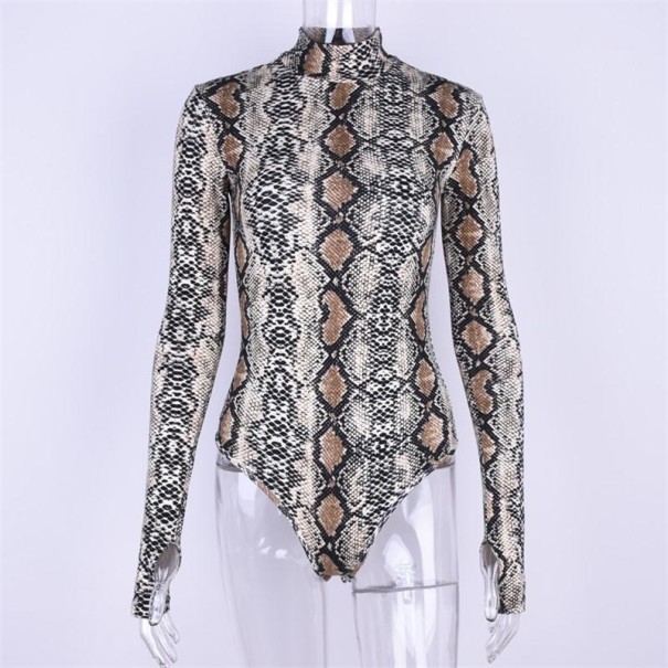 Body femme avec motif serpent beige S