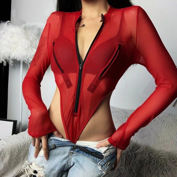 Body transparente de manga larga para mujer B817 XS