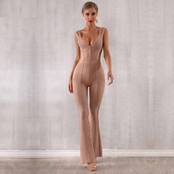 Bodycon jumpsuit för kvinnor med dubbla remmar M