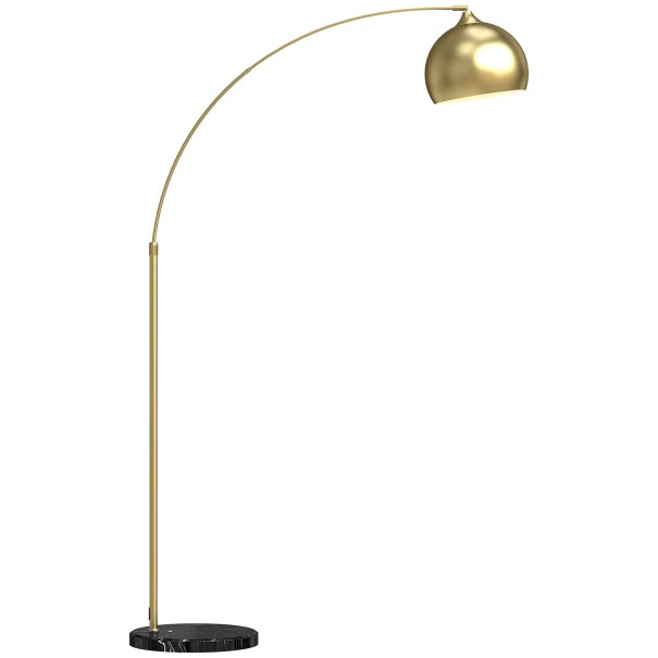 Bogen-Stehlampe mit Marmorfuß, Höhe 170–180 cm, Metall, Fassung E27 40W, Kabel 1,8 m, Gold, für das Wohnzimmer