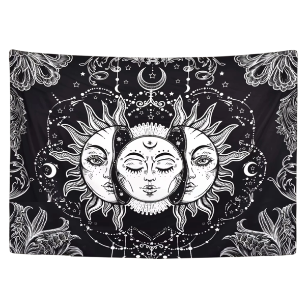 Bohémská tapiserie 60 x 90 cm s hvězdami a měsícem Závěs na zeď Boho dekorace do ložnice a obýváku Voděodolná Pratelná Odpuzující nečistoty 1