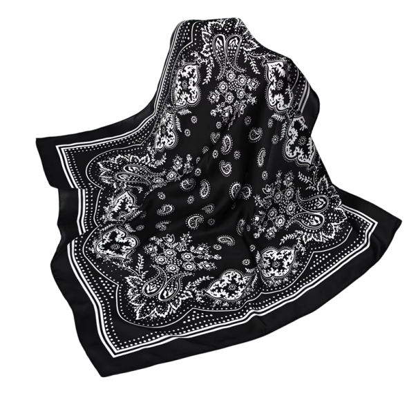 Boho 70 x 70 cm vierkante hoofddoek Zijde-effect Dames hoofdband Informele hoofddeksel lente zomer stijlvolle accessoire zwart