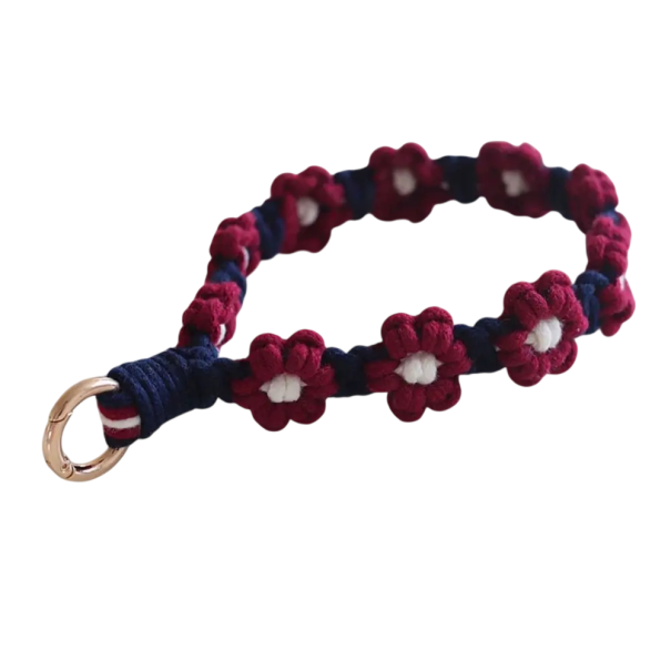 Boho háčkovaná makramé šnúra na telefón Kvetinový náramok na mobil popruh na telefón kľúčenka pútko na ruku doplnok na telefón vínová