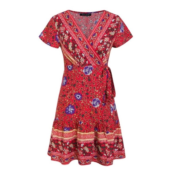 Boho stílusú női ruha piros L