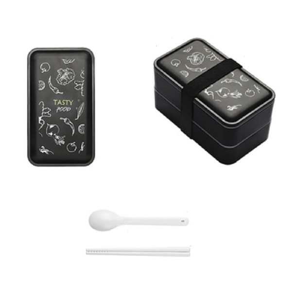 Boîte à déjeuner à deux niveaux avec couverts 2