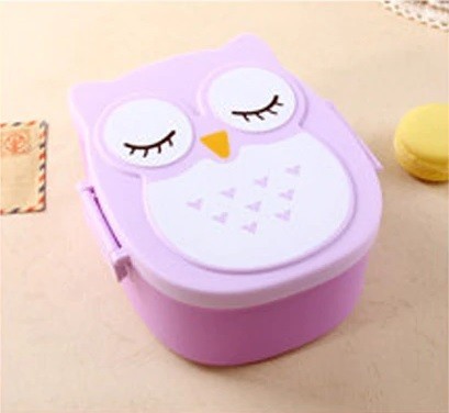 Boîte à goûter en forme de hibou J2751 violet