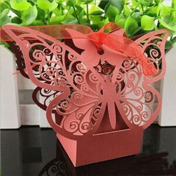 Boîte cadeau avec papillon 10 pcs rouge