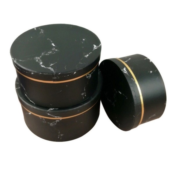 Boîte cadeau ronde 3 pcs noir