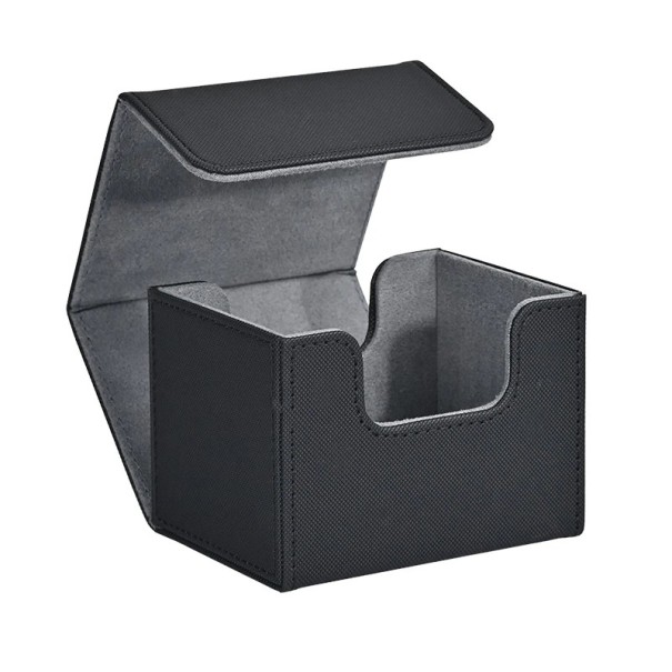 Boîte colorée avec intérieur gris pour paquets de cartes avec fermeture magnétique et surface résistante, adaptée au transport et au rangement à domicile gris