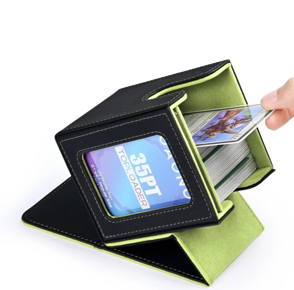 Boîte de collection organisateur 110 x 98 x 85 mm Boîte de rangement magnétique pour jeux MTG TCG et cartes noir-vert