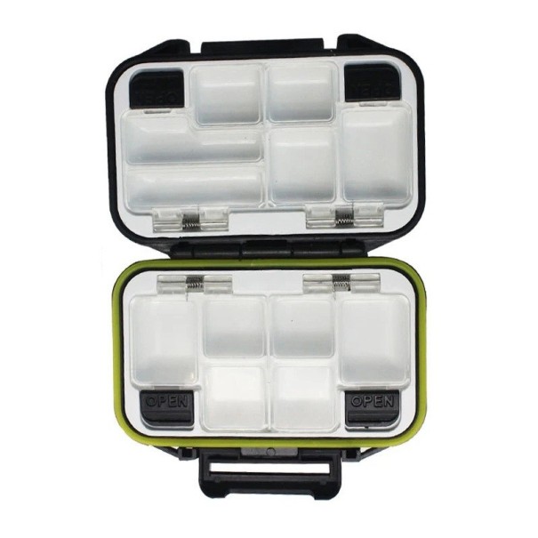 Boîte étanche pour matériel de pêche avec ouverture des deux côtés 11,5 x 9 x 3,5 cm Organisateur portable robuste pour hameçons et appâts Boîte de rangement résistante pour accessoires de pêche noir