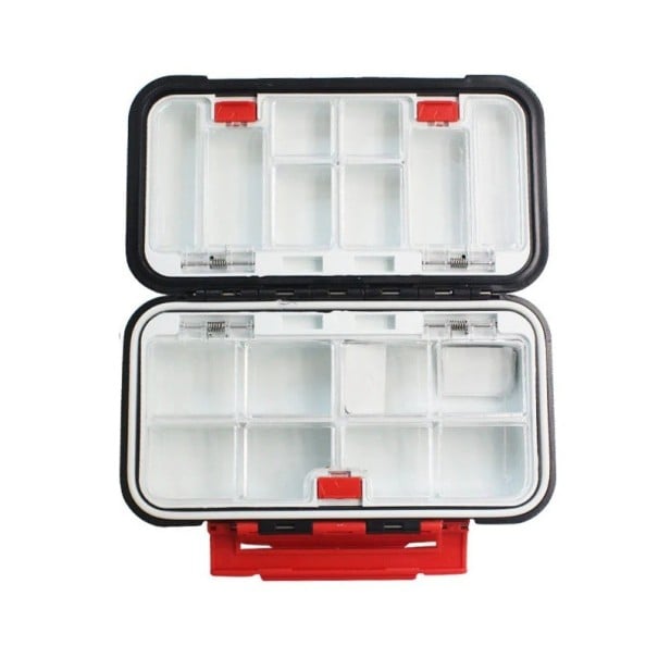 Boîte étanche pour matériel de pêche avec ouverture double 16 x 9 x 4 cm Organisateur portable solide pour hameçons et appâts Boîte noir