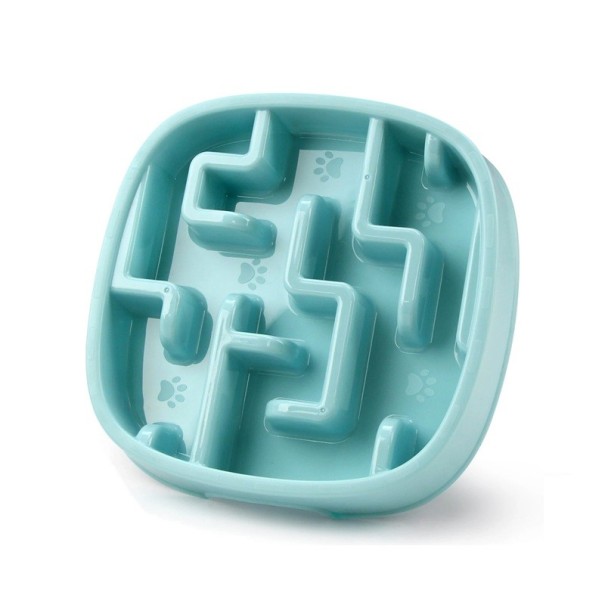 Bol alimentaire anti-glouton pour chiens et chats 18,5x18,5x3,5 cm Bol carré avec coins arrondis Bol antidérapant avec picots Ralentissement de l'alimentation Digestion saine bleu clair