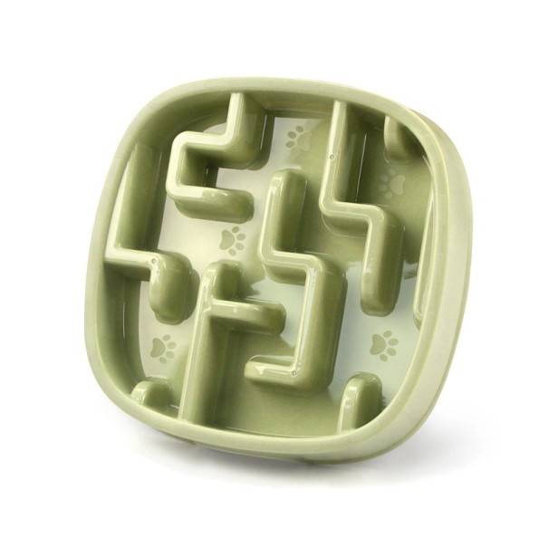 Bol anti-ingititie pentru caini si pisici 18,5x18,5x3,5 cm Bol patrat cu colturi rotunjite Bol antiderapant cu proeminențe Incetineste hranirea Digestie sanatoasa verde deschis