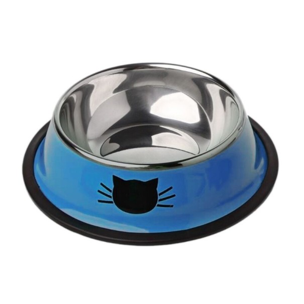 Bol en acier inoxydable pour chats C847 bleu