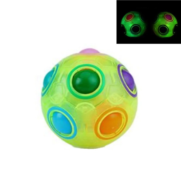 Bola de puzzle antisstress fluorescente 7 cm Bola arco-íris para combinar cores Brinquedo relaxante Acessório para stress Material ABS verde
