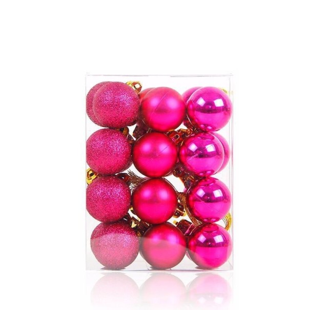 Bolas de Natal 24 unid rosa escuro