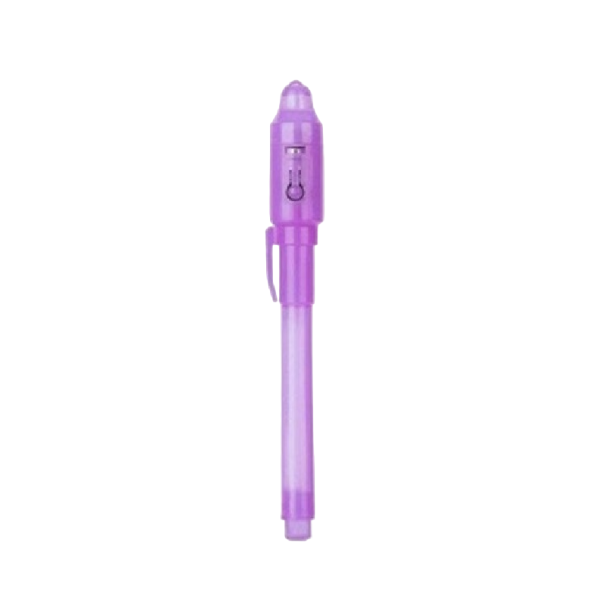 Bolígrafo mágico con tinta invisible morado