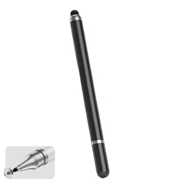 Bolígrafo táctil 2 en 1 para tabletas y teléfonos inteligentes, stylus universal de 15,5 cm, punta de silicona y táctil, compatible con iOS y Android negro